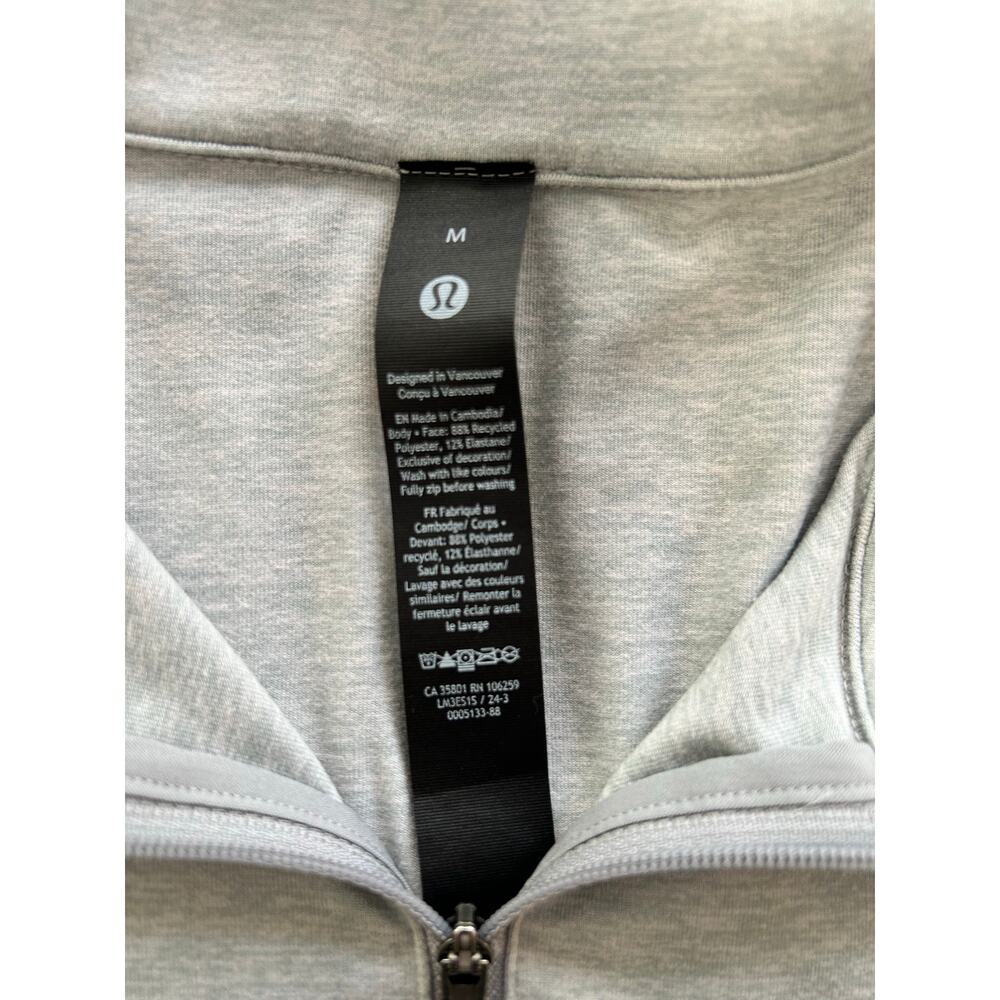 Lululemon Pullover Men's M Gray Metal Vent Tech Quarter Zip Lightweight Training - Picture 5 of 9
